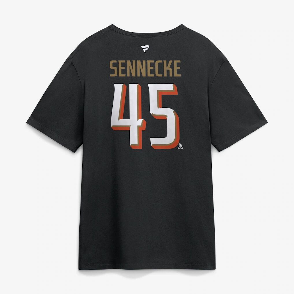Beckett Sennecke Anaheim Ducks Fashion7 Authentic Stack Name & Number T-Shirt