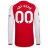 Arsenal adidas 2026/27 Home Authentic Custom Long Sleeve Jersey - Red - Detail View