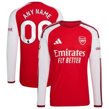 Arsenal adidas 2026/27 Home Authentic Custom Long Sleeve Jersey - Red - Front View