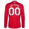 Manchester United adidas 2026/27 Home Authentic Long Sleeve Custom Jersey - Red - Detail View