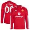 Manchester United adidas 2026/27 Home Authentic Long Sleeve Custom Jersey - Red - Front View
