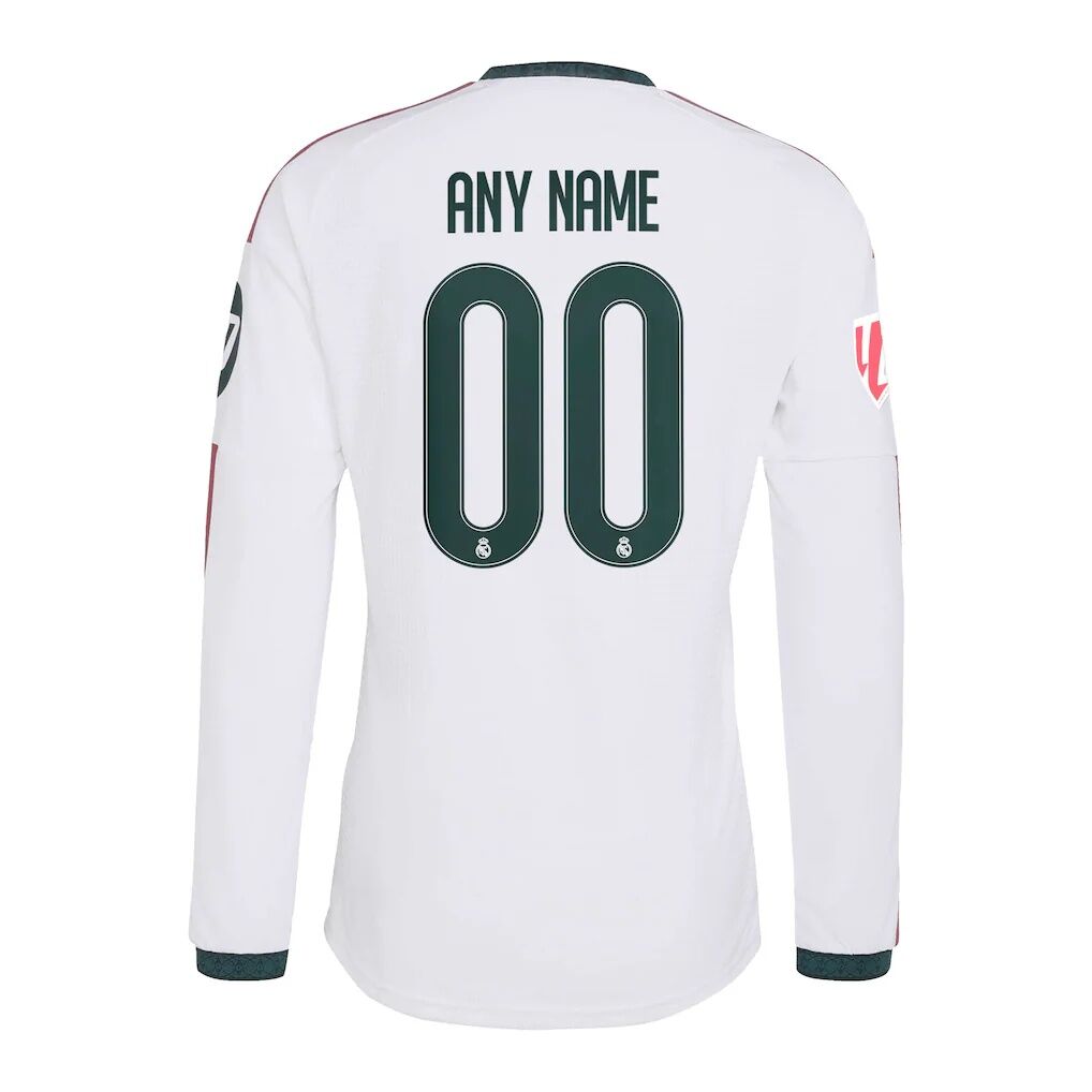 Real Madrid adidas 2026/27 Home On-Field Authentic Custom Long Sleeve Jersey