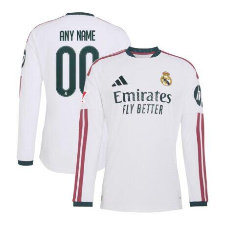 Real Madrid adidas 2026/27 Home On-Field Authentic Custom Long Sleeve Jersey - White - Front View