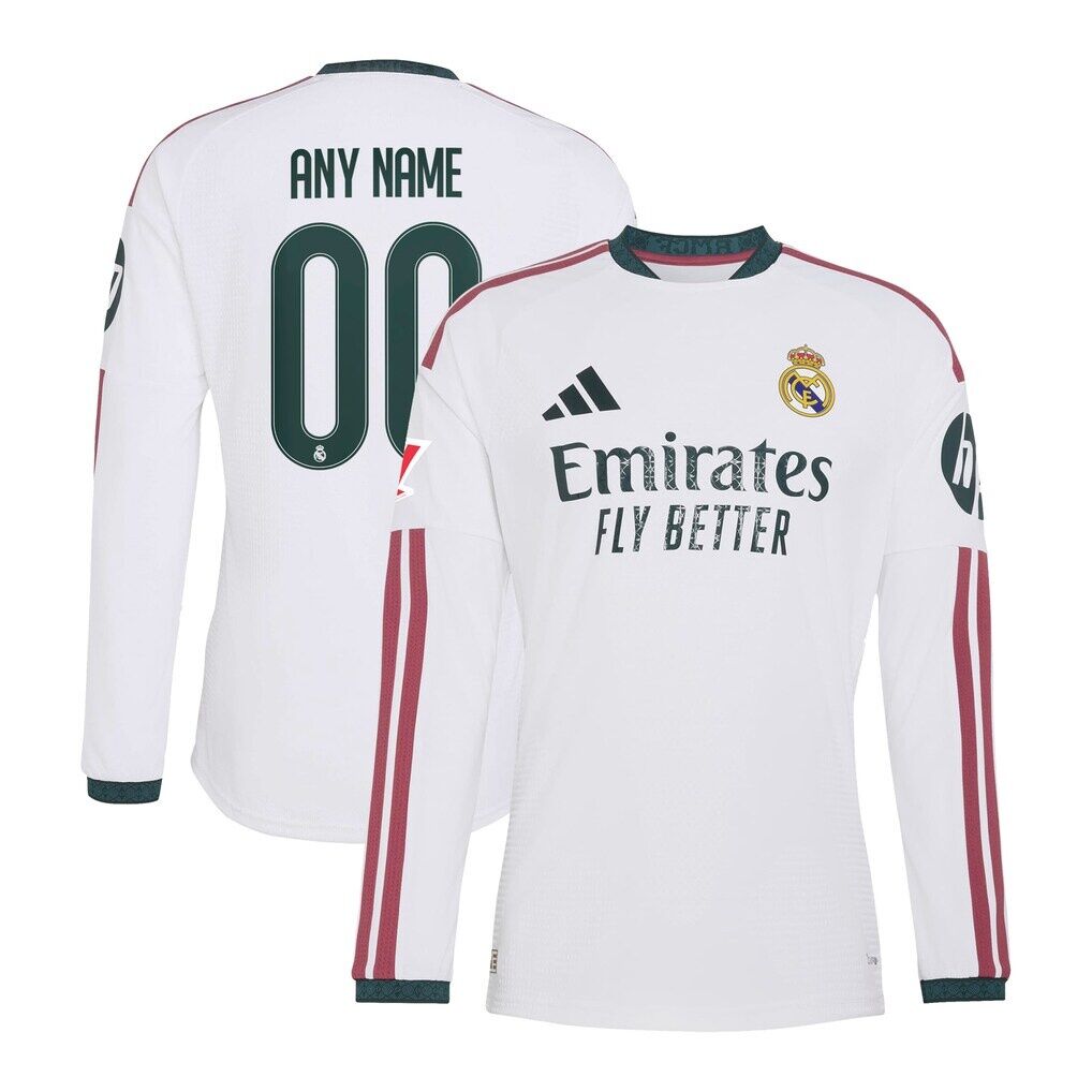Real Madrid adidas 2026/27 Home On-Field Authentic Custom Long Sleeve Jersey