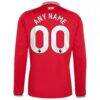 Manchester United adidas 2026/27 Home Replica Long Sleeve Custom Jersey - Red - Detail View