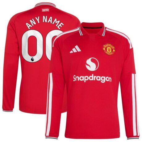 Manchester United adidas 2026/27 Home Replica Long Sleeve Custom Jersey - Red - Front View