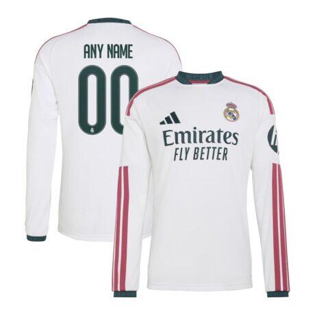 Real Madrid adidas 2026/27 Home Replica Custom Long Sleeve Jersey - White - Front View