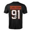 Leo Carlsson Anaheim Ducks Levelwear Richmond Name & Number T-Shirt - Black - Detail View