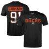 Leo Carlsson Anaheim Ducks Levelwear Richmond Name & Number T-Shirt - Black - Front View