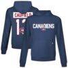Cole Caufield Montreal Canadiens Levelwear Relay Name & Number Long Sleeve Hooded T-Shirt - Navy - Front View