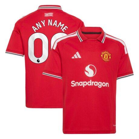 Manchester United adidas Youth 2026/27 Home Replica Custom Jersey - Red - Front View