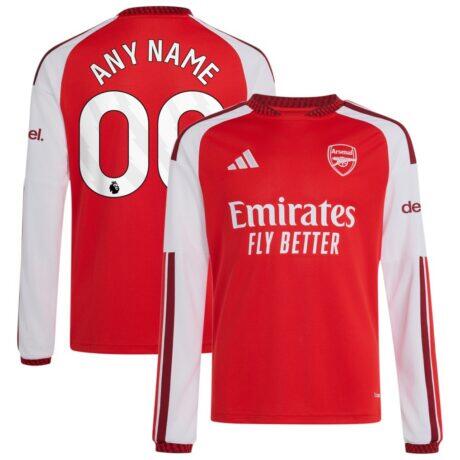 Arsenal adidas Youth 2026/27 Home Replica Custom Long Sleeve Jersey - Red - Front View
