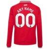 Manchester United adidas Youth 2026/27 Home Replica Long Sleeve Custom Jersey - Red - Detail View
