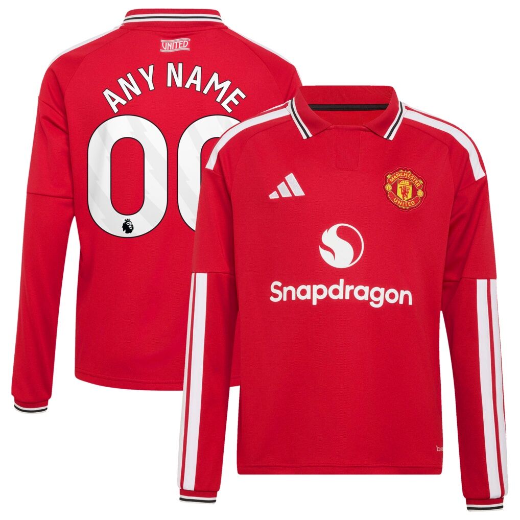 Manchester United adidas Youth 2026/27 Home Replica Long Sleeve Custom Jersey
