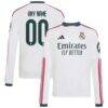 Real Madrid adidas Youth 2026/27 Home Replica Custom Long Sleeve Jersey - White - Front View