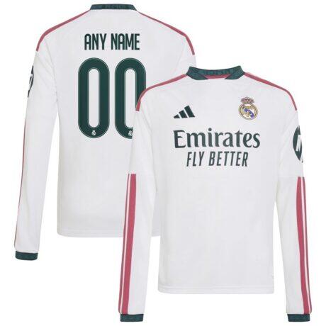 Real Madrid adidas Youth 2026/27 Home Replica Custom Long Sleeve Jersey - White - Front View