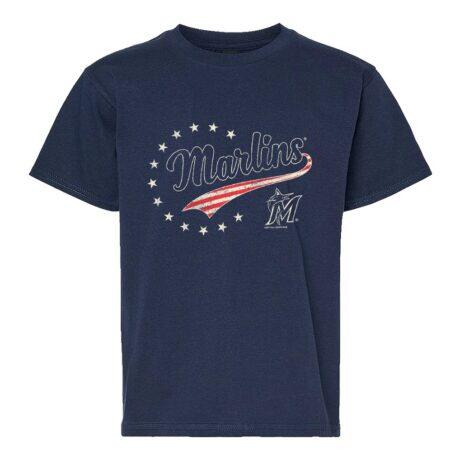 Miami Marlins Soft as a Grape Youth Americana T-Shirt - Navy - Front View
