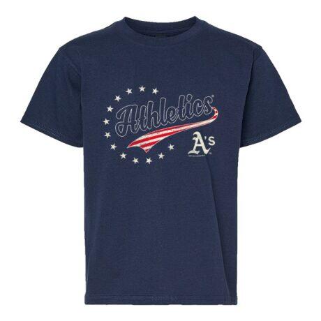Athletics Soft as a Grape Youth Americana T-Shirt - Navy - Front View