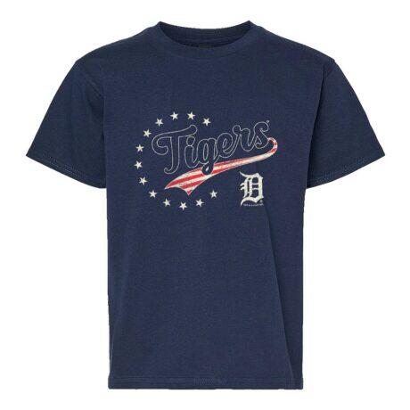 Detroit Tigers Soft as a Grape Youth Americana T-Shirt - Navy - Front View