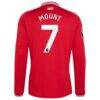 Mason Mount Manchester United adidas 2026/27 Home Authentic Long Sleeve Jersey - Red - Detail View