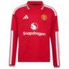 Kobbie Mainoo Manchester United adidas Youth 2026/27 Home Replica Long Sleeve Jersey - Red - Side View