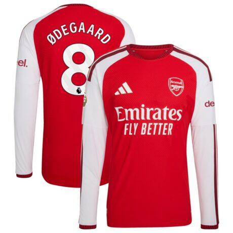 Martin Ødegaard Arsenal adidas 2026/27 Home Authentic Long Sleeve Jersey - Red - Front View