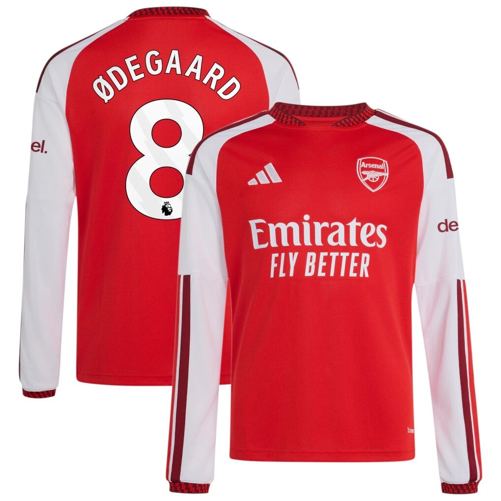 Martin Ødegaard Arsenal adidas Youth 2026/27 Home Replica Long Sleeve Jersey
