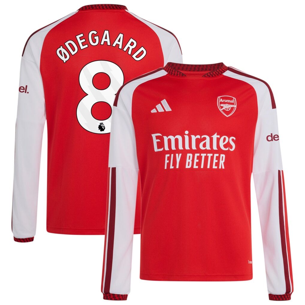 Martin Ødegaard Arsenal adidas Youth 2026/27 Home Replica Long Sleeve Jersey