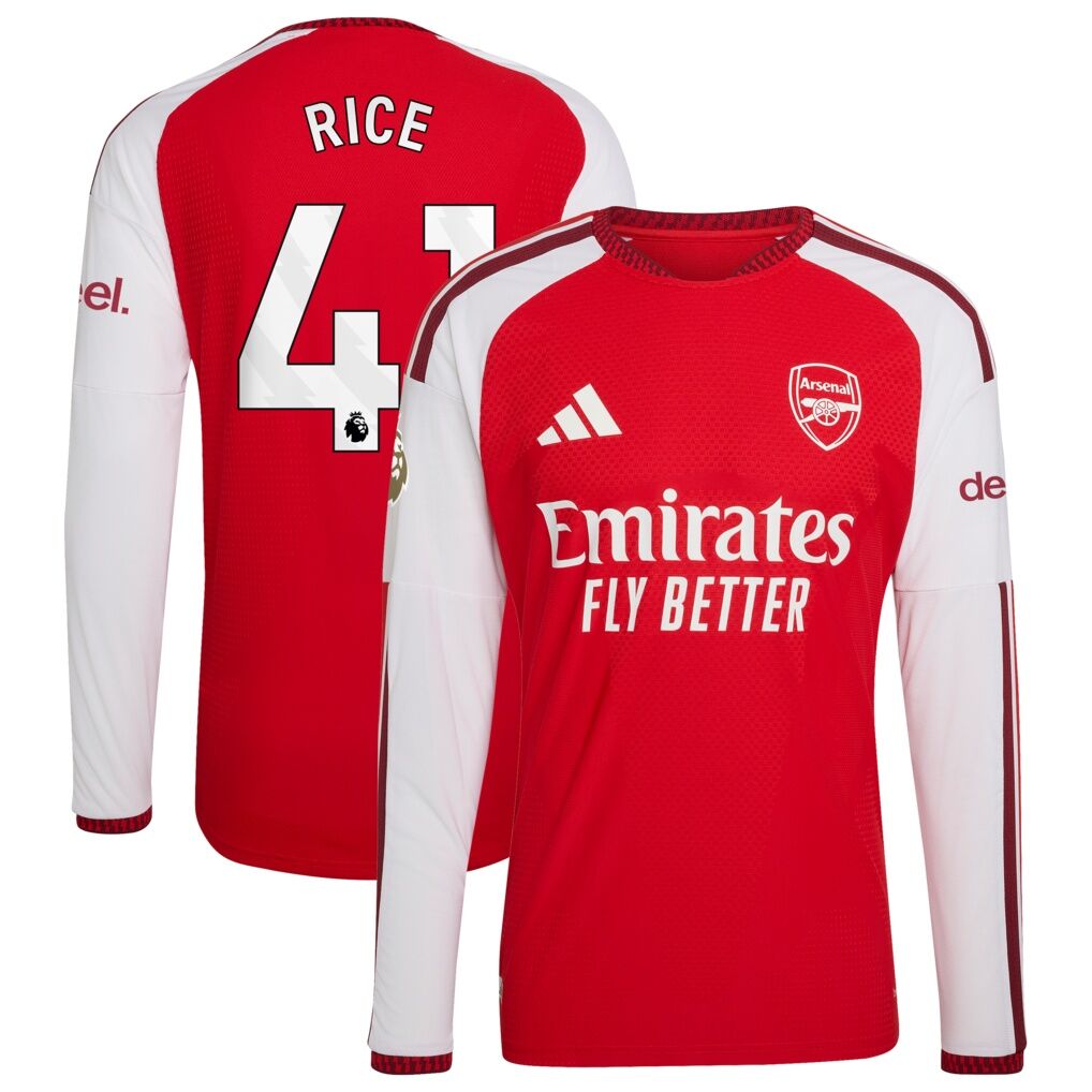 Declan Rice Arsenal adidas 2026/27 Home Authentic Long Sleeve Jersey