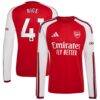 Declan Rice Arsenal adidas 2026/27 Home Replica Long Sleeve Jersey - Red - Front View