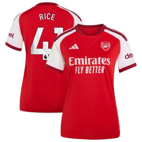 Declan Rice Arsenal adidas Women's 2026/27 Home Home Replica Jersey - Red - Front View