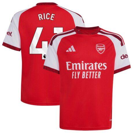 Declan Rice Arsenal adidas Youth 2026/27 Home Replica Jersey - Red - Front View