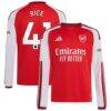 Declan Rice Arsenal adidas Youth 2026/27 Home Replica Long Sleeve Jersey - Red - Front View