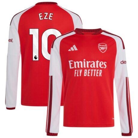 Eberechi Eze Arsenal adidas Youth 2026/27 Home Replica Long Sleeve Jersey - Red - Front View