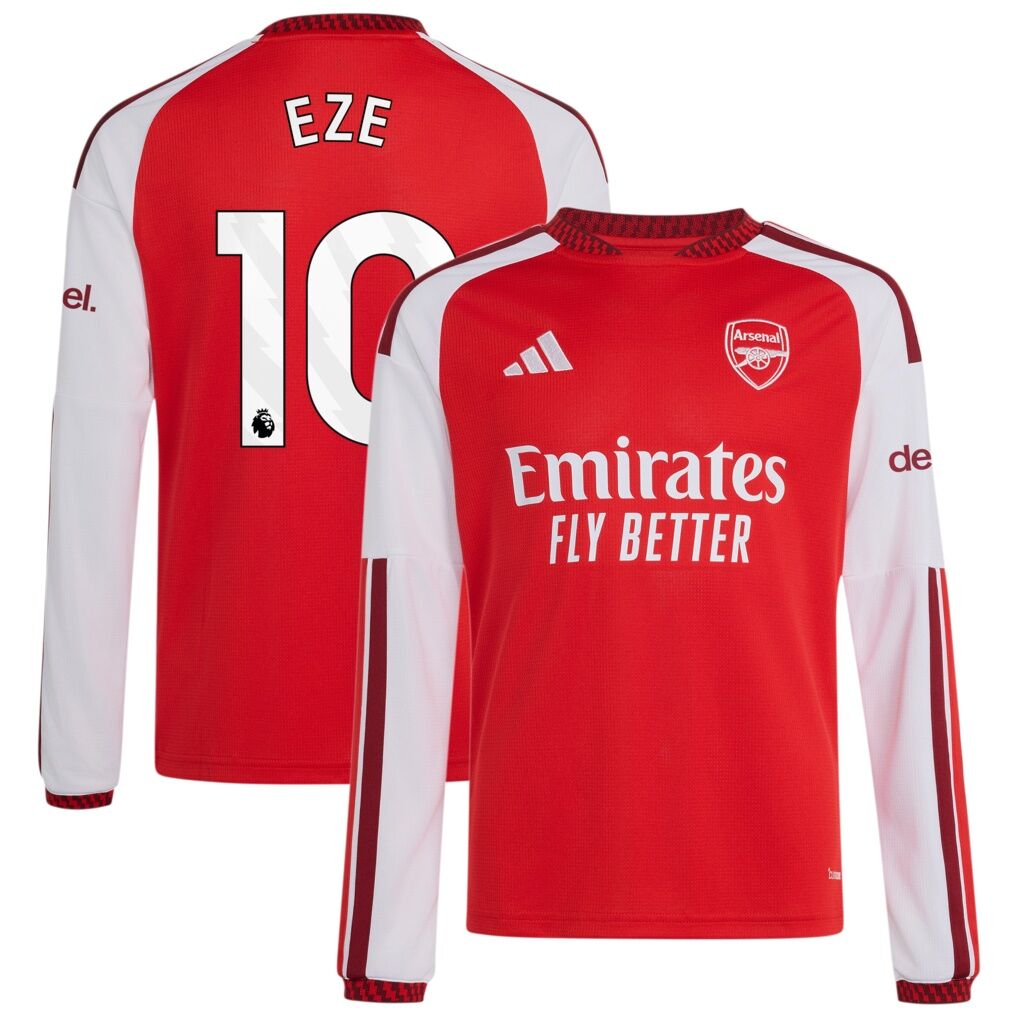 Eberechi Eze Arsenal adidas Youth 2026/27 Home Replica Long Sleeve Jersey