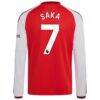 Bukayo Saka Arsenal adidas Youth 2026/27 Home Replica Long Sleeve Jersey - Red - Detail View