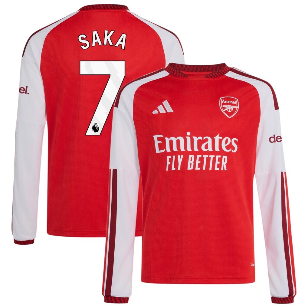 Bukayo Saka Arsenal adidas Youth 2026/27 Home Replica Long Sleeve Jersey