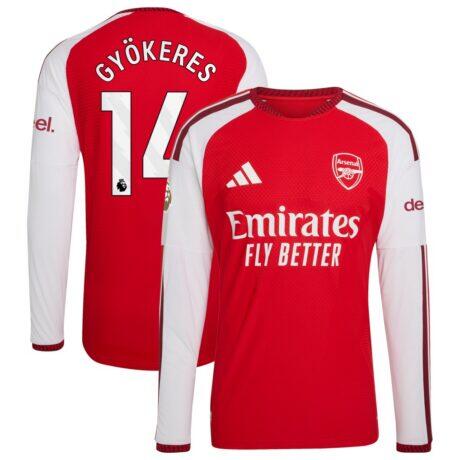 Viktor Gyökeres Arsenal adidas 2026/27 Home Authentic Long Sleeve Jersey - Red - Front View