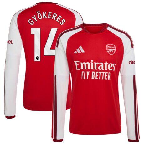 Viktor Gyökeres Arsenal adidas 2026/27 Home Replica Long Sleeve Jersey - Red - Front View