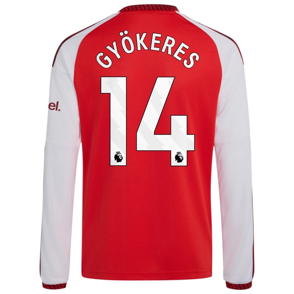 Viktor Gyökeres Arsenal adidas Youth 2026/27 Home Replica Long Sleeve Jersey