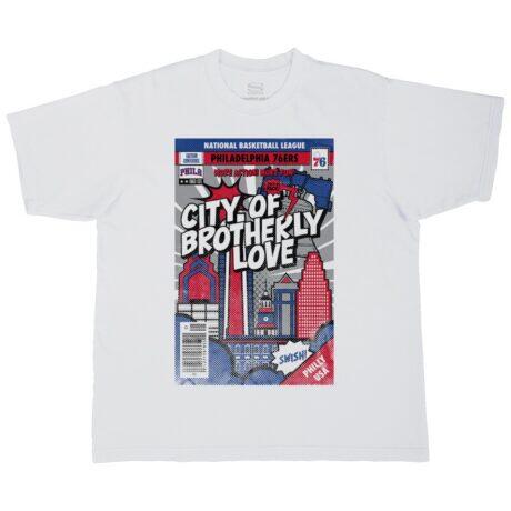 Philadelphia 76ers Stadium Essentials Unisex Comic Book Cover Boxy T-Shirt - White - Front View