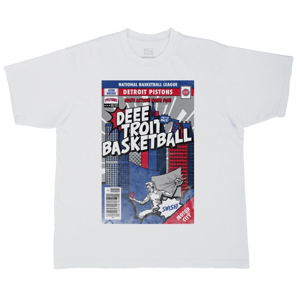 Stadium Essentials Detroit Pistons Comic Book Cover Boxy T-Shirt