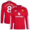 Bruno Fernandes Manchester United adidas 2026/27 Home Authentic Long Sleeve Jersey - Red - Front View