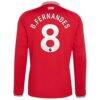 Bruno Fernandes Manchester United adidas 2026/27 Home Replica Long Sleeve Jersey - Red - Detail View