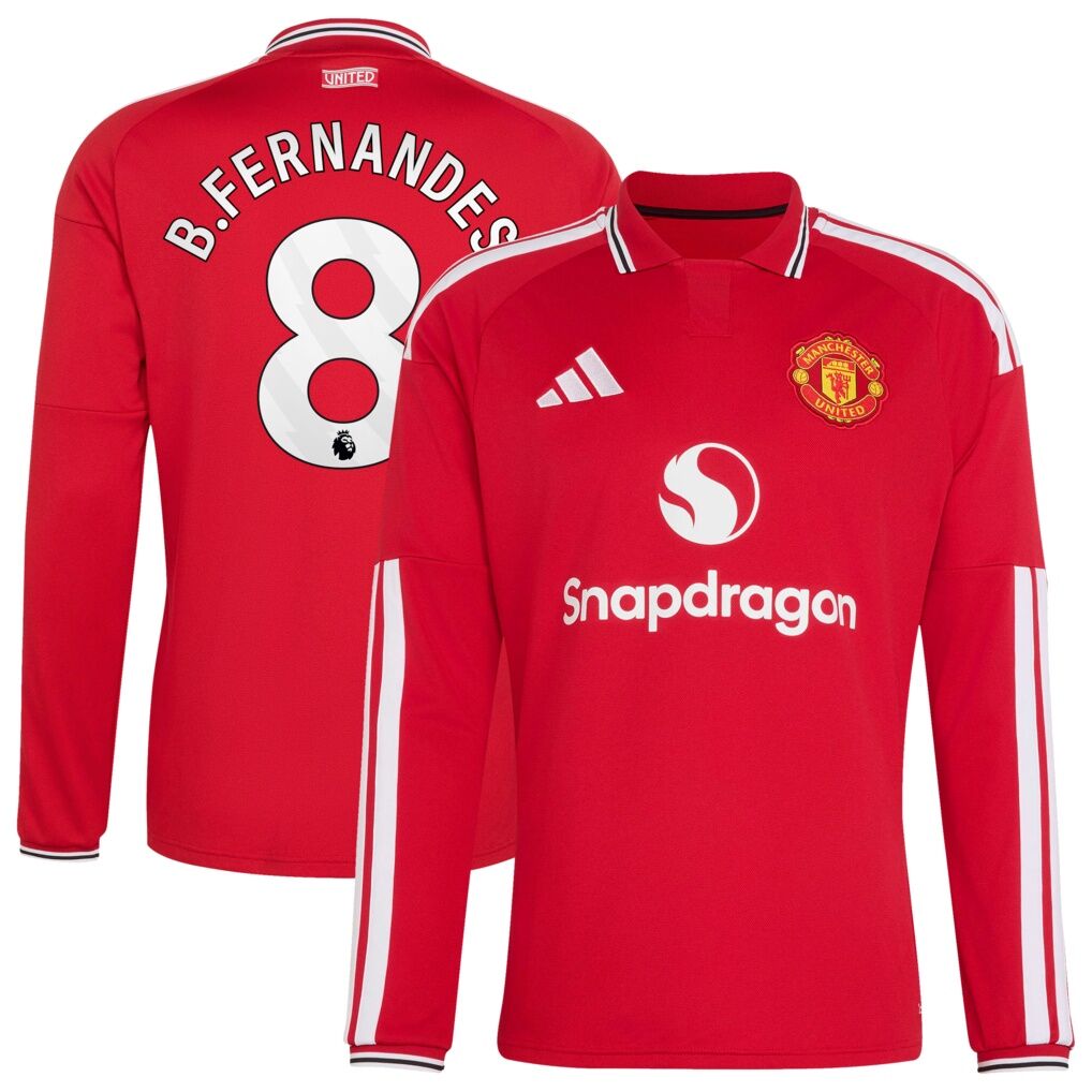 Bruno Fernandes Manchester United adidas 2026/27 Home Replica Long Sleeve Jersey