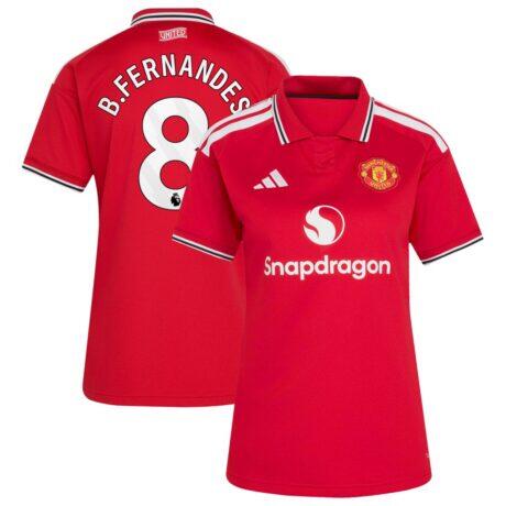 Bruno Fernandes Manchester United adidas Women's 2026/27 Home Replica Jersey - Red - Front View