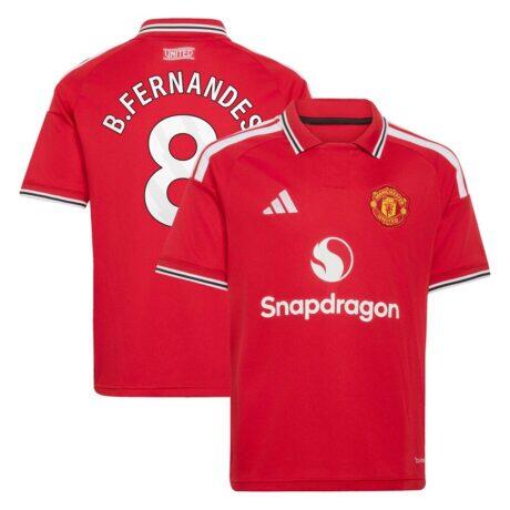 Bruno Fernandes Manchester United adidas Youth 2026/27 Home Replica Jersey - Red - Front View