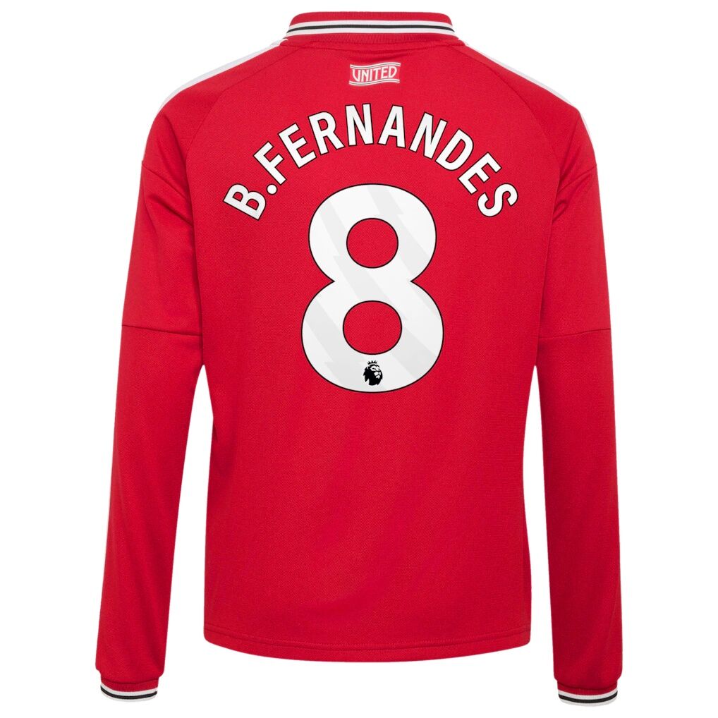 Bruno Fernandes Manchester United adidas Youth 2026/27 Home Replica Long Sleeve Jersey