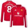 Bruno Fernandes Manchester United adidas Youth 2026/27 Home Replica Long Sleeve Jersey - Red - Front View
