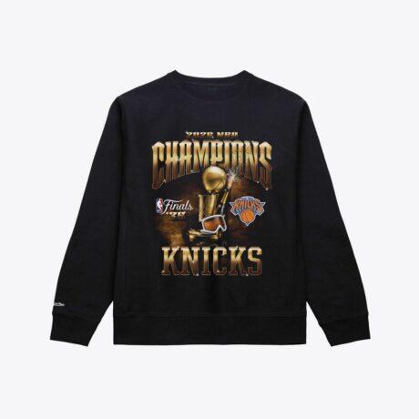 New York Knicks Mitchell & Ness 2026 NBA Finals Champions Crewneck Sweatshirt - Black - Front View